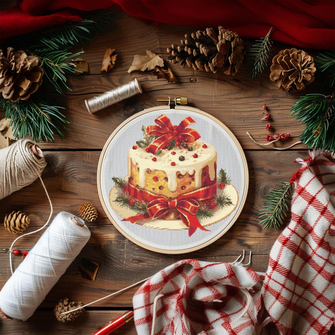 Cake Cross Stitch Pattern Instant PDF Download - Christmas Cake ...