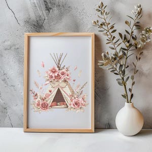 Tent Cross Stitch Pattern Instant PDF Download - Boho Tent Watercolor Cross Stitch Hand Embroidery Floral Cozy Tent Bachelorette Party