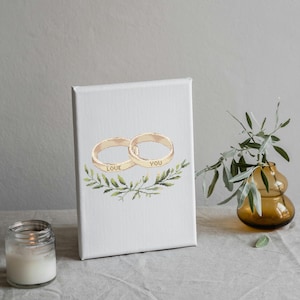 Wedding Cross Stitch Pattern Instant PDF Download - Wedding Rings Watercolor Cross Stitch Hand Embroidery Wedding Bride and Goom Pattern