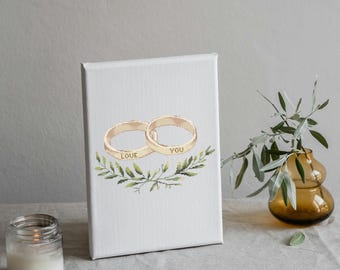 Wedding Cross Stitch Pattern Instant PDF Download - Wedding Rings Watercolor Cross Stitch Hand Embroidery Wedding Bride and Goom Pattern