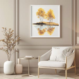 Trees Cross Stitch Pattern Instant PDF Download - Birch Trees Watercolor Cross Stitch Hand Embroidery Forest Autumn Nature Landscape