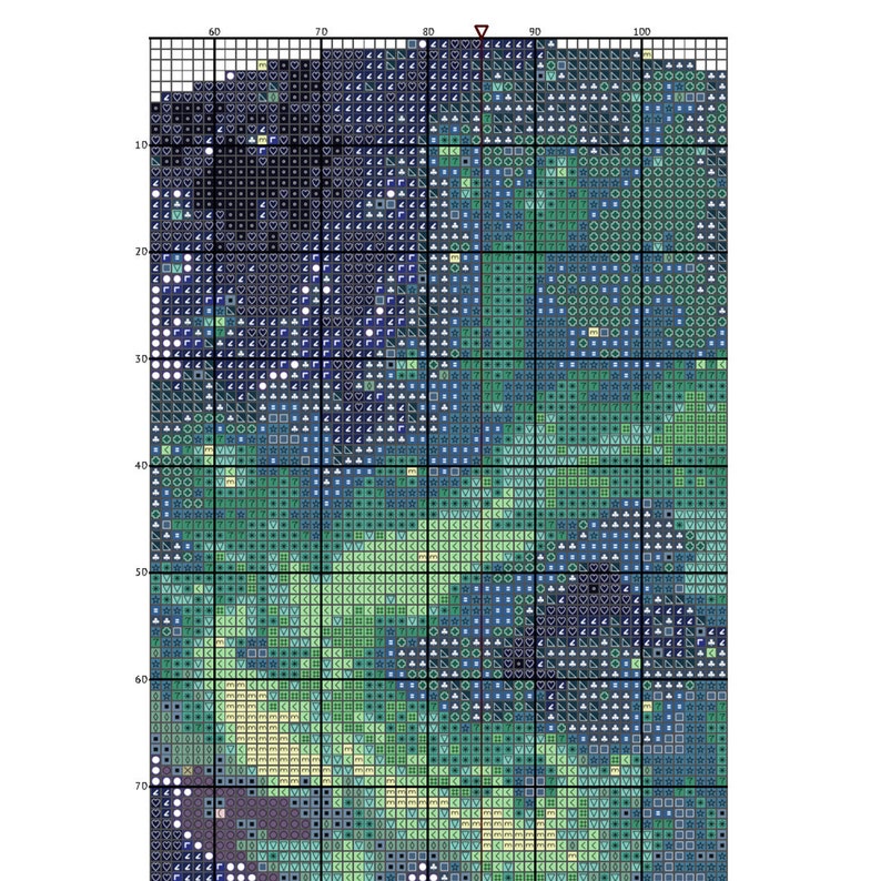 Puede incluir: Un dise&ntilde;o de arte de p&iacute;xeles con un esquema de color azul, verde y blanco. El dise&ntilde;o est&aacute; formado por peque&ntilde;os cuadrados, cada uno con un color diferente. El dise&ntilde;o es abstracto y se asemeja a un paisaje.