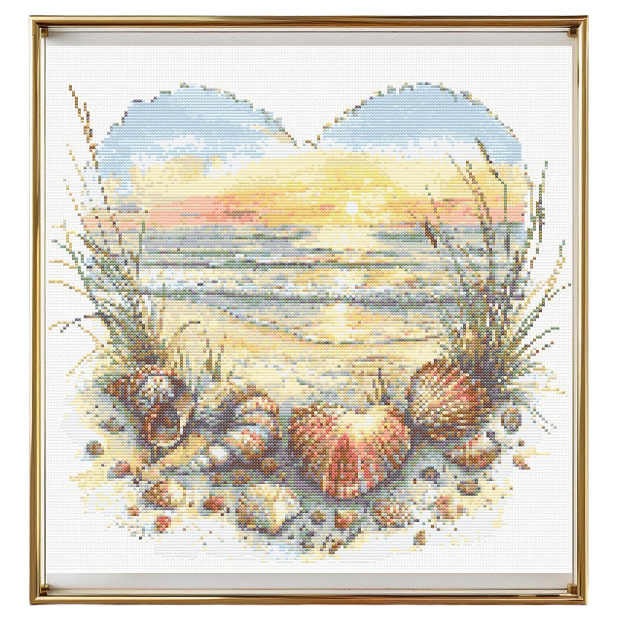 Beach Cross Stitch Pattern Instant PDF Download - Beach and Seashells ...