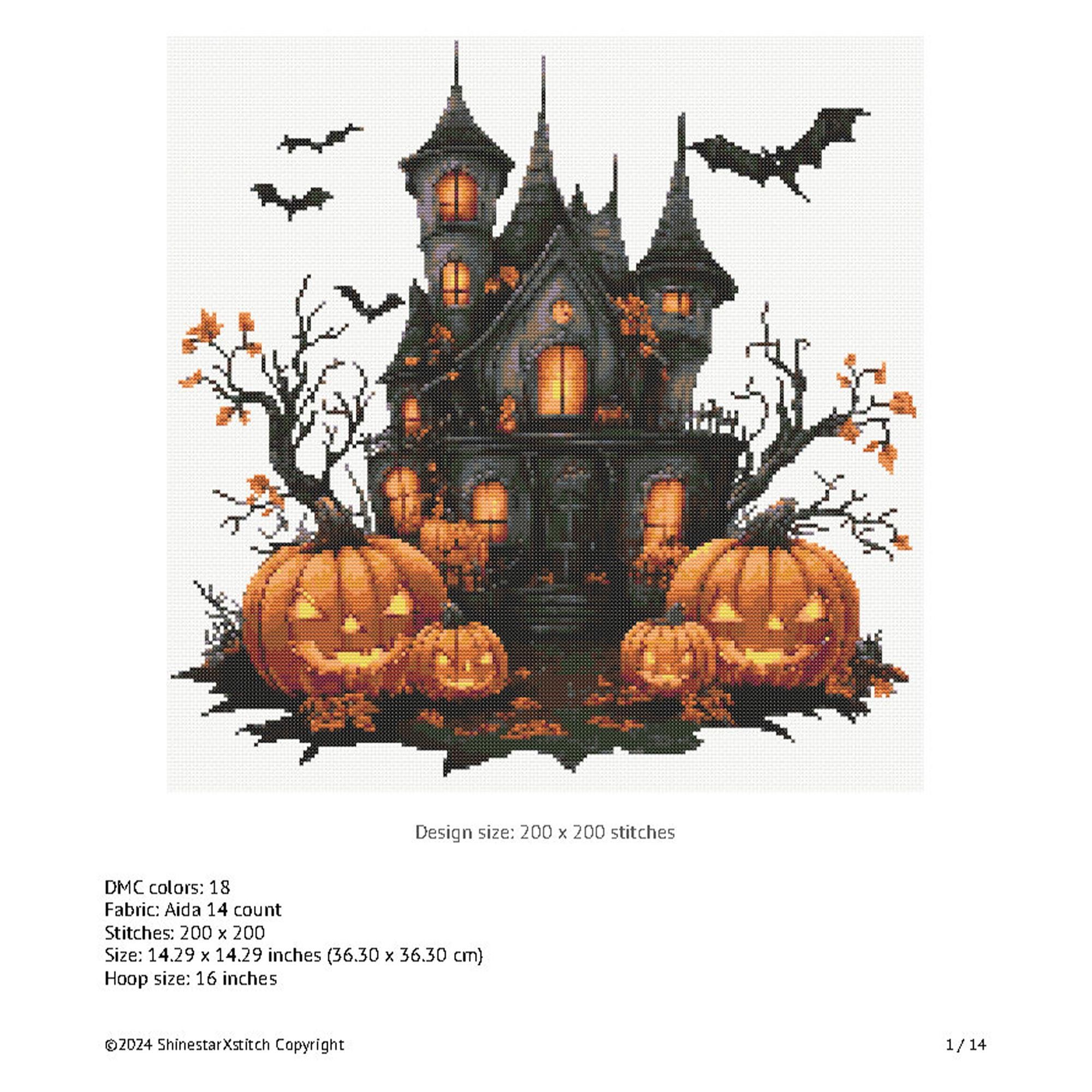 House Cross Stitch Pattern Instant PDF Download - Haunted House ...