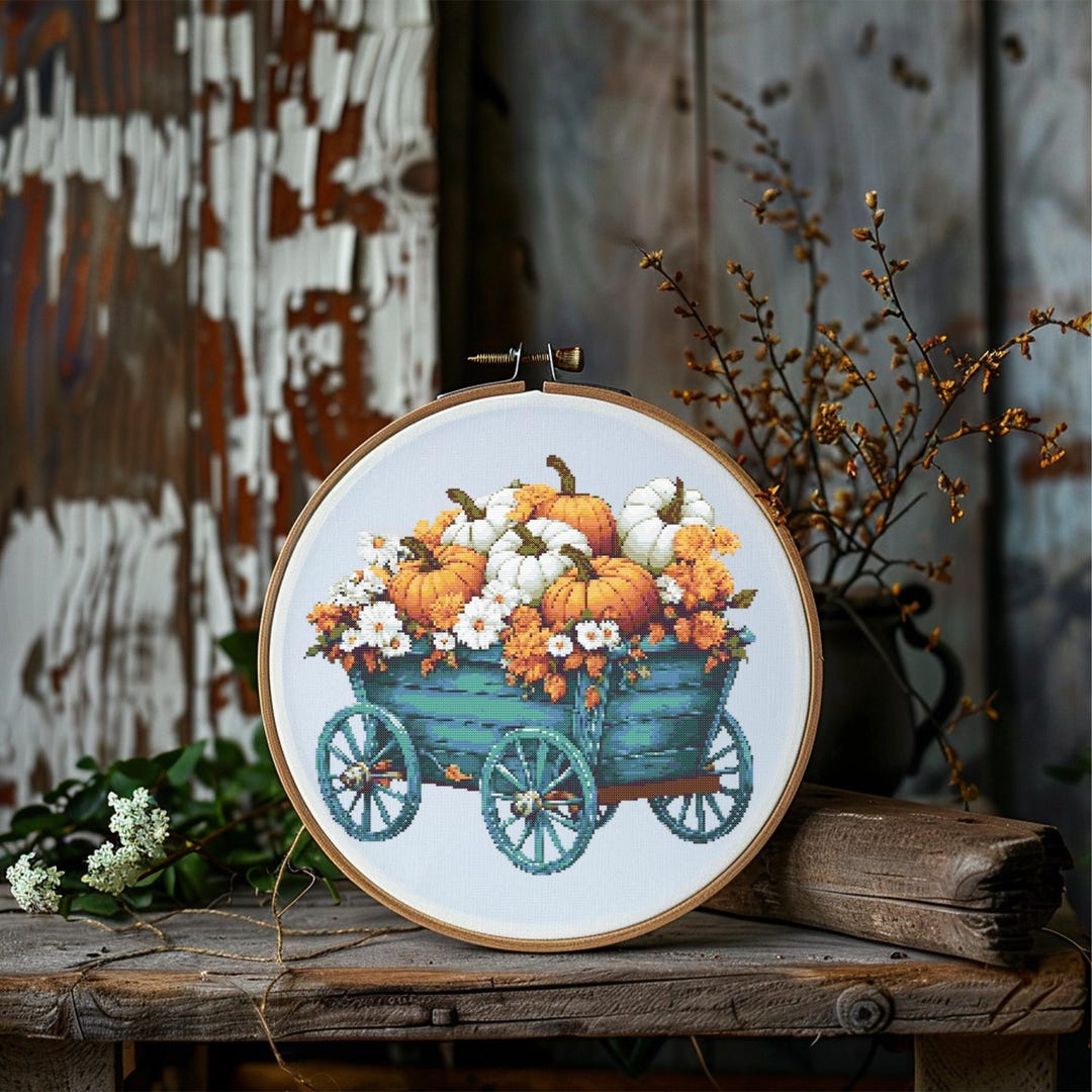Pumpkins Cross Stitch Pattern Instant PDF Download - Cartful With ...