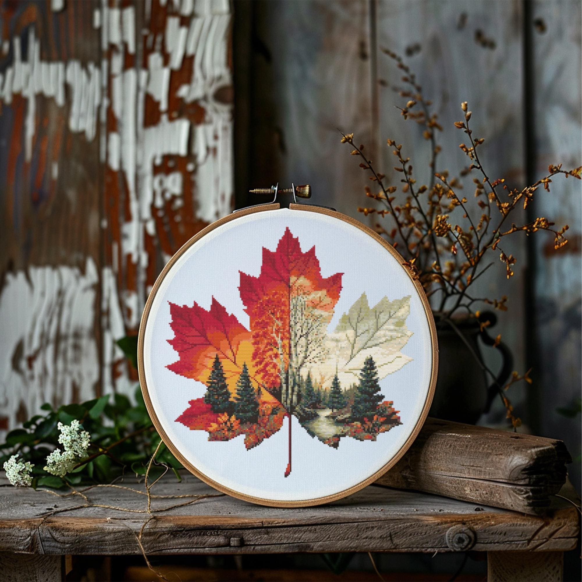 Leaf Cross Stitch Pattern Instant PDF Download - Autumn Leaf 2 ...