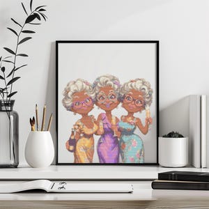 Grandma Cross Stitch Pattern Instant PDF Download - Grandma Party 2 Watercolor Cross Stitch Hand Embroidery Grandmother African Woman