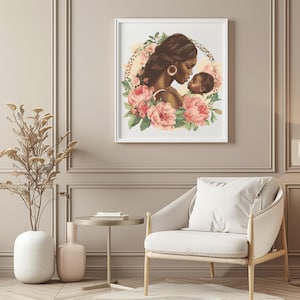 Mother Cross Stitch Pattern Instant PDF Download - Mother and Baby Watercolor Cross Stitch Hand Embroidery Woman and Child