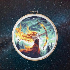 Modèle de point de croix Sagittaire Téléchargement instantané du PDF-Sagittaire aquarelle point de croix broderie à la main zodiaque astrologie céleste