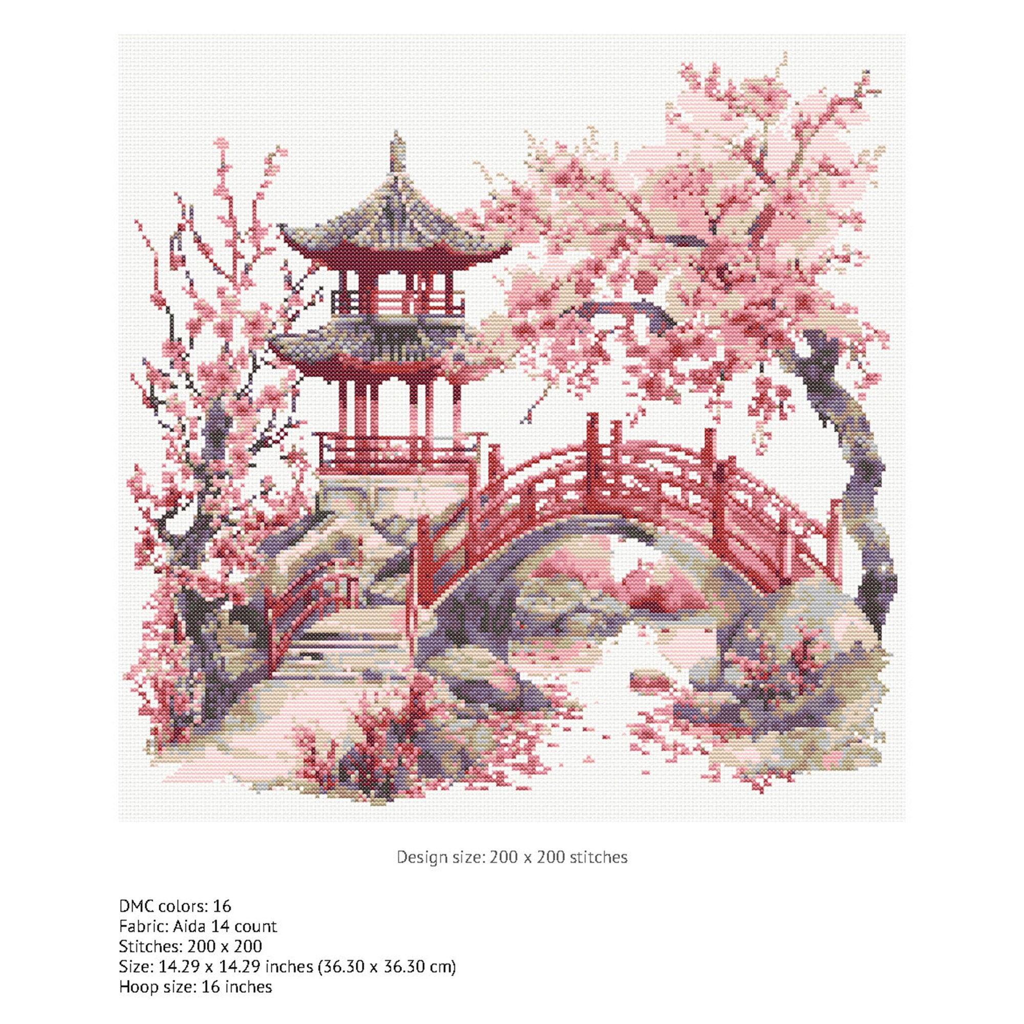 Japanese Landscape Cross Stitch Pattern Instant PDF Download