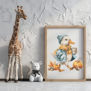 Goose Cross Stitch Pattern Instant PDF Download - Goose Watercolor Cross Stitch Hand Embroidery Autumn Silly Goose Pattern Funny Farm Animal