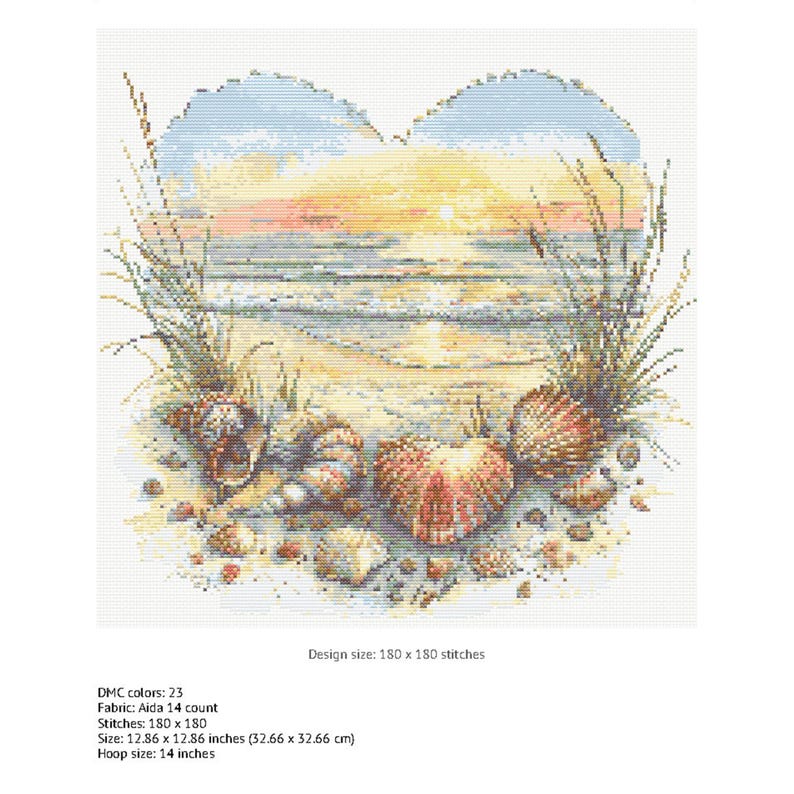 Beach Cross Stitch Pattern Instant PDF Download - Beach and Seashells ...