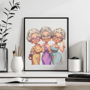 Grandma Cross Stitch Pattern Instant PDF Download - Grandma Party Watercolor Cross Stitch Hand Embroidery Funny Grandmother