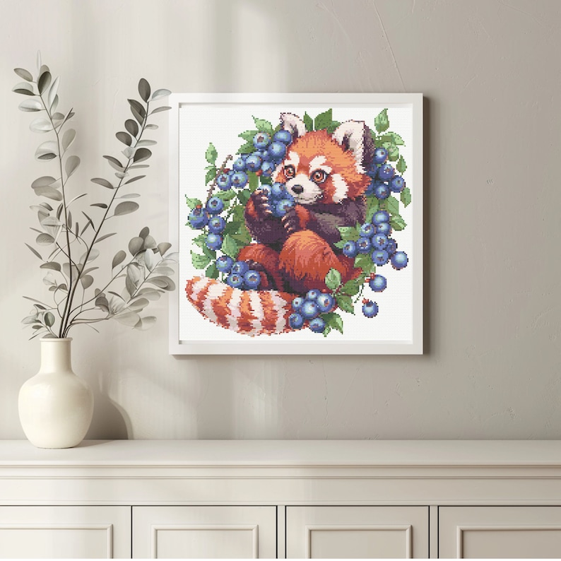 Red Panda Cross Stitch Pattern Instant PDF Download Red Panda With
