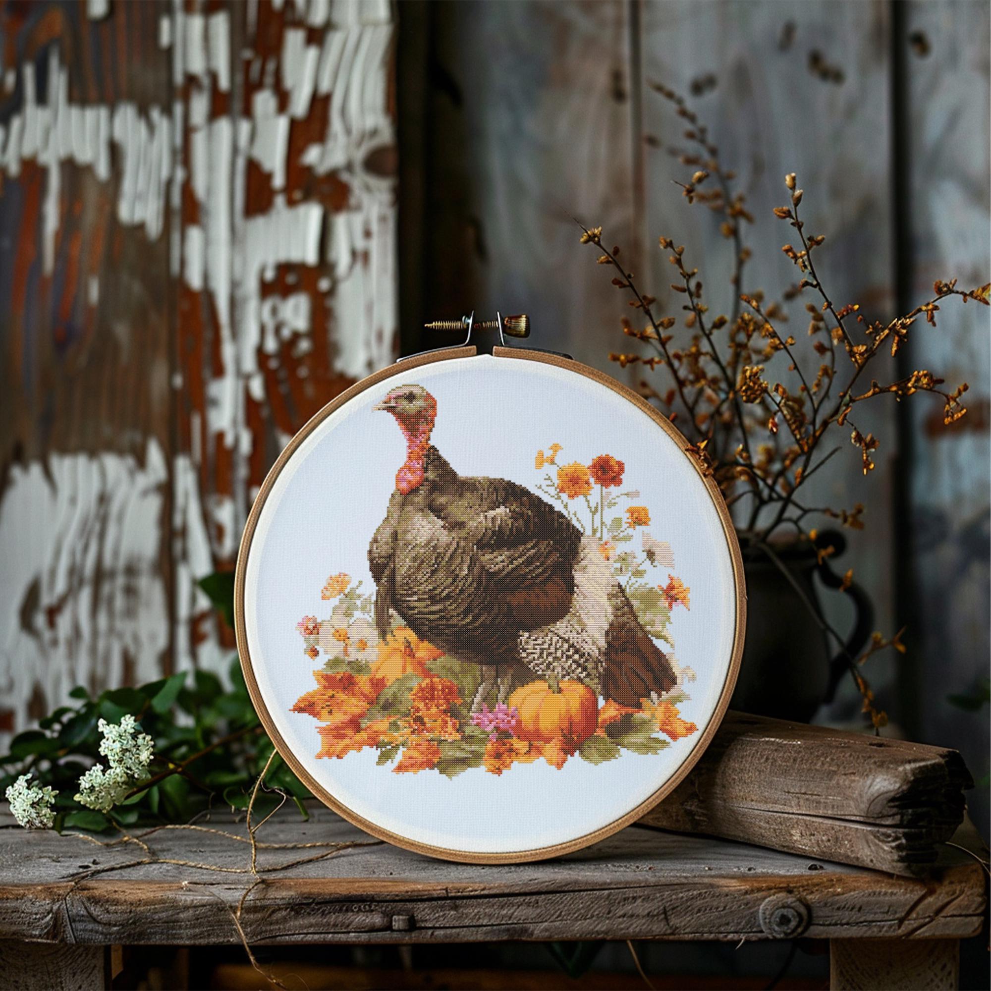 Turkey Cross Stitch Pattern Instant PDF Download - Turkey Bird