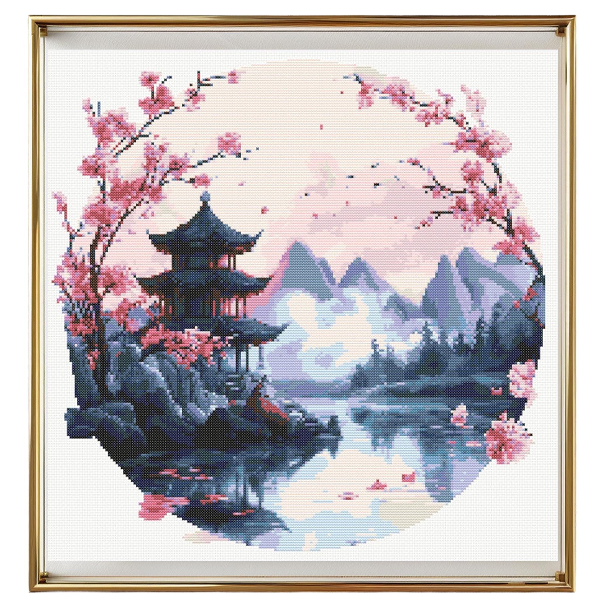 ニャン太ページ Mountain Cross Stitch Pattern Instant PDF Download- Japanese