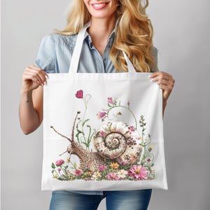 Snail Cross Stitch Pattern Instant PDF Download - Snail and Wildflowers Watercolor Cross Stitch Hand Embroidery Floral Animal Nature Pattern