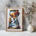 Hourglass Cross Stitch Pattern Instant PDF Download - Autumn Forest Hourglass Watercolor Cross Stitch Hand Embroidery Landscape Pattern product logo