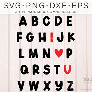 ABC I Love You Svg Cut File for Cricut, ABC Svg, Alphabet Svg, Valentines Day SVG for Kids, Valentine Svg Heart, Teacher Shirt Svg, Teaching