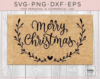 Merry Christmas Svg, Doormat Stencil, Welcome, Christmas Svg, Front Porch, Round Sign, Christmas Farmhouse Sign, Round Door Sign, Door Mat