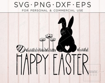 Easter Sign Svg, Farmhouse Easter Svg, Easter Bunny Svg, Happy Easter Sign Svg, Bunny Silhouette, Cut Files for Cricut, Easter Clipart, Svg