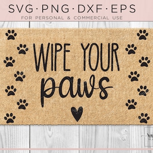 Hond Deurmat Svg, Deurmat SVG, Hond Thuis Svg, Voordeur teken of Sticker, Veeg uw poten mat, welkomstmat, veranda, deurmat stencil, hond minnaar