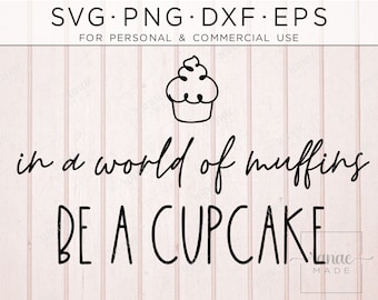 In A World Of Muffins Be A Cupcake, Motivational SVG, Positive SVG, Girl Power Svg, Feminist Svg, Female Svg, Inspirational PNG, Vinyl Shirt