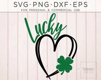 St Patricks Day Lucky Heart SVG, Shamrock Heart, St Patrick's Day SVG, Irish Clover, Saint Patrick's Day, Lucky, Cut File For Cricut, Luck