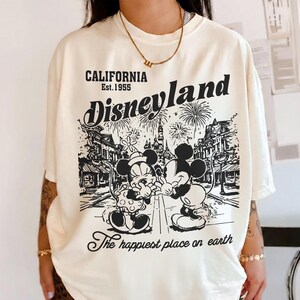 Retro Disneyland Mickey And Minnie Comfort Colors Shirt, Disneyland California Est.1955 Shirt, Mickey And Friends Tee, Disney Vacation Shirt Ivory/Natural/Sand