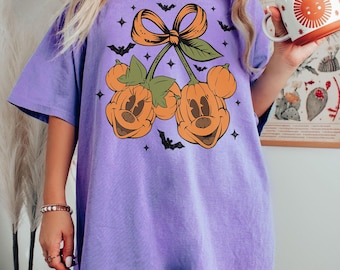 Vintage Mickey Minnie Pumpkin Cherries Shirt, Mickey Pumpkin Halloween Shirt, Disney Couple Halloween Shirt, Disney Halloween Trip Shirt