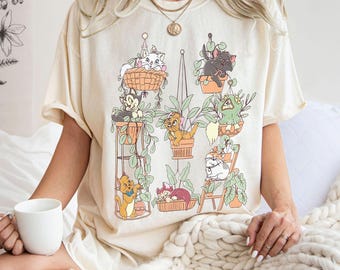 Vintage Disney Cats in Potted Plants Shirt, Gardening Plants Disney Cats Tee, Disneyland Family Cat Shirt, Cute Disney Cat Lovers Outfit.