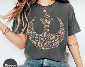 Retro Disney Star Wars Floral Shirt, Rebel Alliance Flower Shirt, Epcot Flower And Garden Festival, Boho Star Wars Shirt For Women