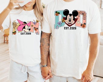 Comfort Colors® Custom EST Mom Dad Shirt, Custom Disney Family Shirts, Mickey Minnie Matching Couple Tees, New Parents Gift, Family Vacation