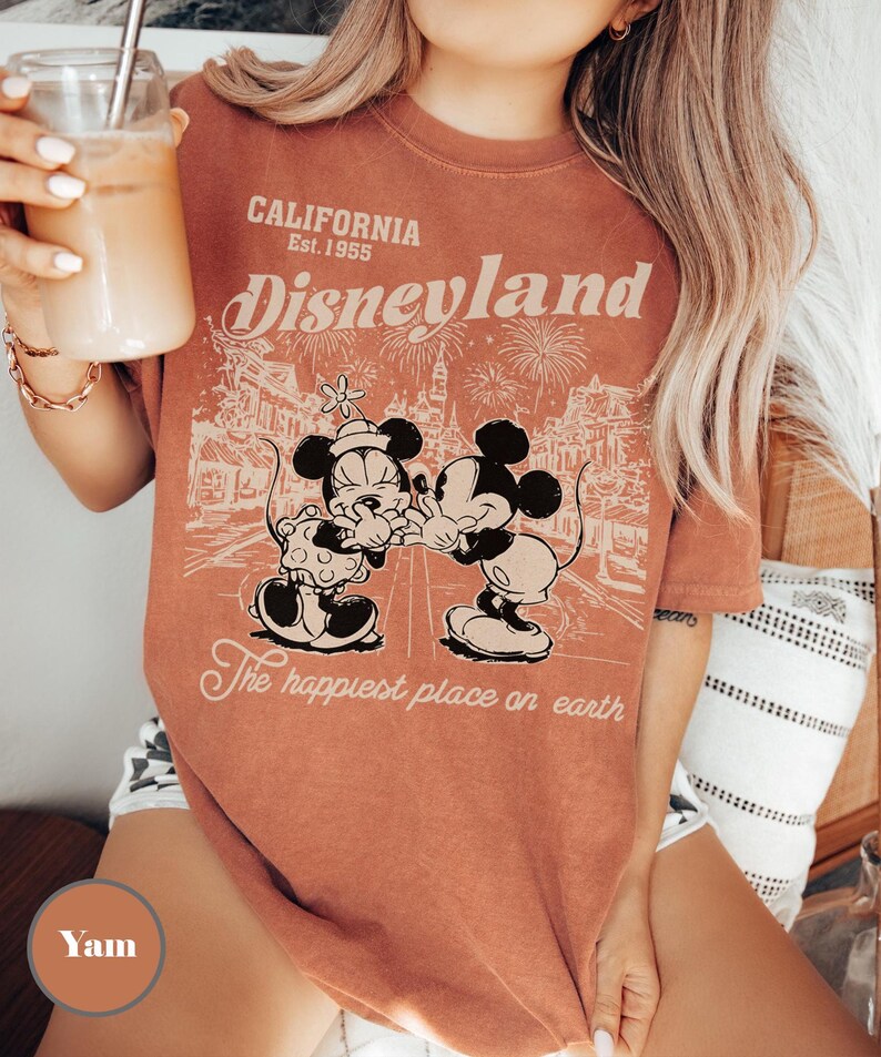 Retro Disneyland Mickey And Minnie Comfort Colors Shirt, Disneyland California Est.1955 Shirt, Mickey And Friends Tee, Disney Vacation Shirt Yam