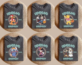 Vintage Disneyland Halloween All Characters Shirts, Mickey And Friends Halloween Shirt, Halloween Party, Disney Family Halloween Shirts