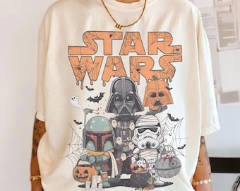 Retro Star Wars Halloween Shirt, Halloween Shirt, Halloween Family Trip 2026 Shirts, Star Wars Tee Darth Vader Stormtrooper Halloween Shirt