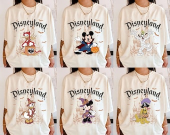Retro Disneyland Halloween Character Shirts, Mickey Minnie Donald Daisy Halloween Tee, Spooky Season Family Trip 2026, Magical Halloween