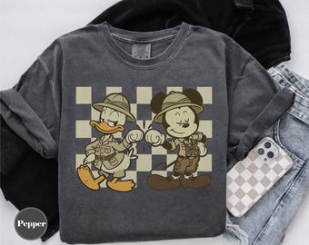 Vintage Mickey & Donald Fist Bump Animal Kingdom Shirt, Disney Best Friends Safari Mode Tee, Let's Get Wild, Disney Dad And Son Outfit