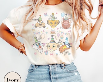 Watercolor Lion King Signature Birthday Shirt, Simba Timon Pumbaa Birthday Present Gift, Kid Birthday Outfits, Disneyland Birthday Trip