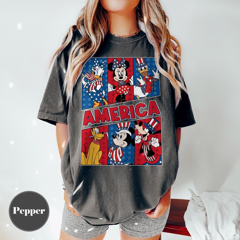 Mickey and Friends 4th July 2026 Shirt, Disney Independence Day Tee, Disneyland Family, Walt Disney World T-shirt, Disney Trip Shirt Pepper/Asphalt