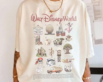 Walt Disney World Attraction Icons Shirt, Vintage Disney Park Rides Tee, Epcot Disney Shirt, Disneyland Family Trip Shirts, Disney Fan Gift