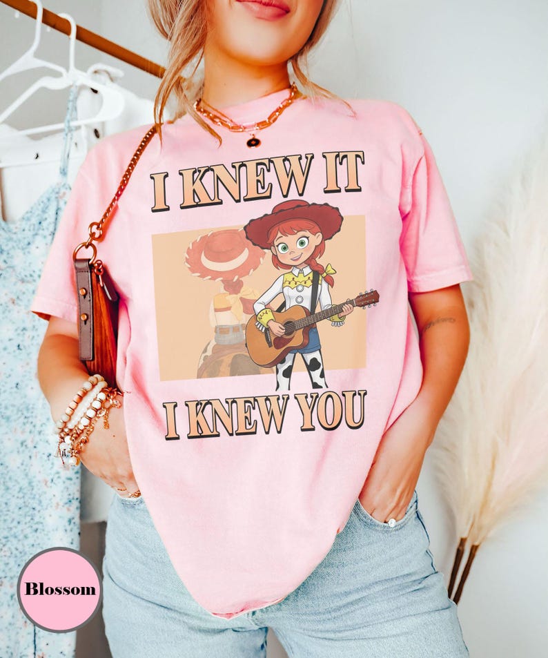 I Knew It I Knew You Jessie Inspired Shirt, Western Cowgirl Graphic Tee, Cute Cartoon Character Shirt, Country Music Lover Gift Blossom/Light Pink