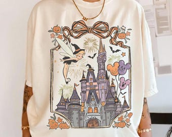 Retro Walt Disney World Halloween Comfort Colors Shirt, Magic Kingdom Magical Castle Halloween Tee, Girly Disney Family Spooky Season Gifts