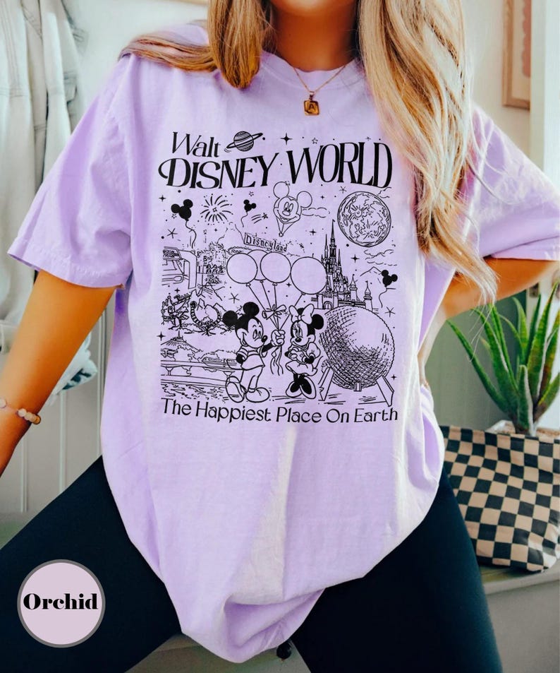 Vintage Mickey Disneyworld Comfort Colors Shirt, Vintage Mickey & Friends Shirts, Walt Disneyworld Tee, Disney 2026 Trip Disney Vacation Tee Orchid (Comfort)