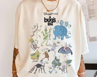 Camiseta vintage de Disney de Bichos: Una aventura en miniatura, Camiseta de atracción de Disneyland, Camiseta de la Princesa Atta Bug de Heimlich Flik Hopper, Camiseta para viaje familiar a Disney