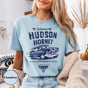 Camiseta vintage de Doc Hudson, el fabuloso Hudson Hornet, camiseta retro de Disney Cars, camiseta de Rayo McQueen 95, regalo de cumpleaños de Cars para niño Chambray/Light Blue