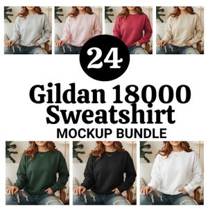 Lot de maquettes Gildan 18000, lot de maquettes de sweat-shirt ras du cou, impression à la demande, lot de maquettes de vêtements, lot de maquettes Gildan à téléchargement immédiat