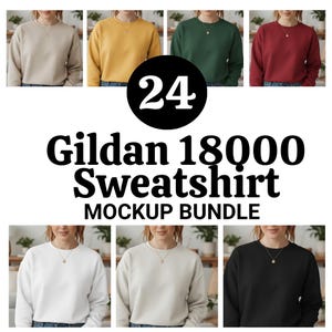Lot de maquettes de sweat-shirts Gildan 18000 : coupe oversize (téléchargement numérique)