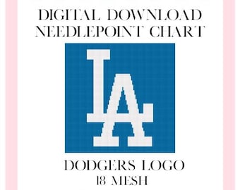 Dodgers Logo Needlepoint Chart 18 mesh Digital Download