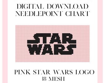Pink Star Wars Needlepoint Chart 18 mesh Digital Download